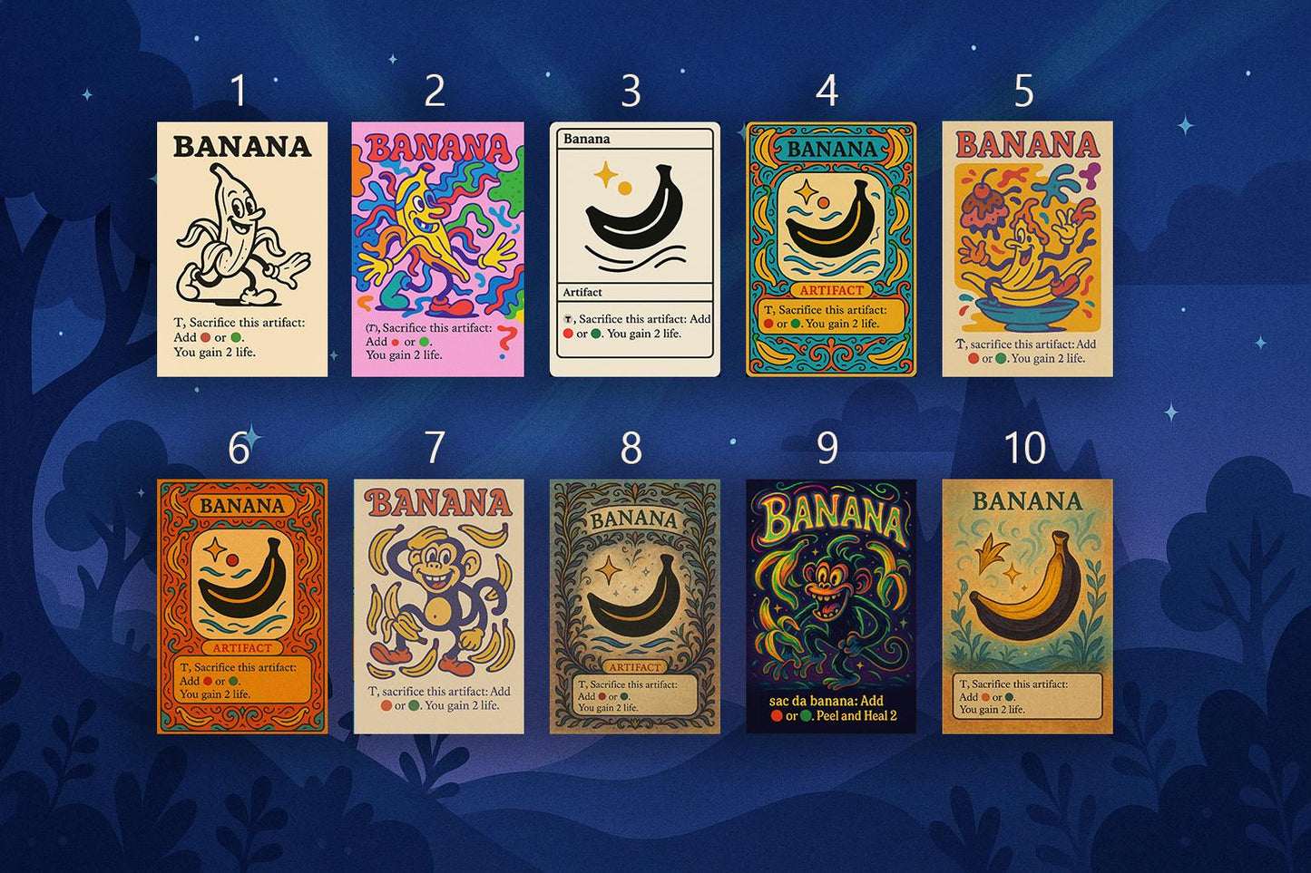3 Custom Banana Tokens | TCG Proxy | Foil/Non-Foil Options | Durable, High-Quality Print