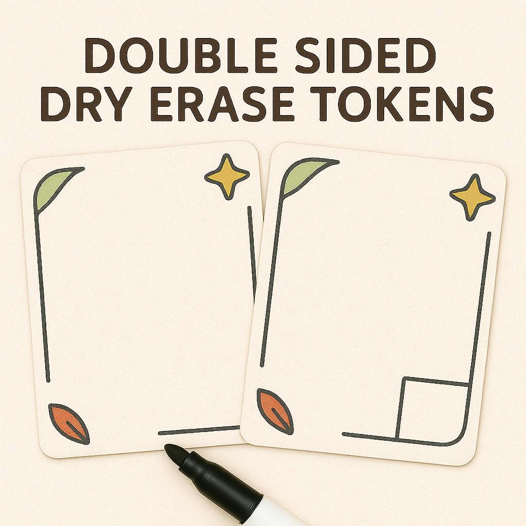 Dry Erase Double-Sided Token Cards – 9 or 18-Pack (Double-Sided, Erasable - Foil/Non Foil Options – Reusable Tokens for Magic or TCGs