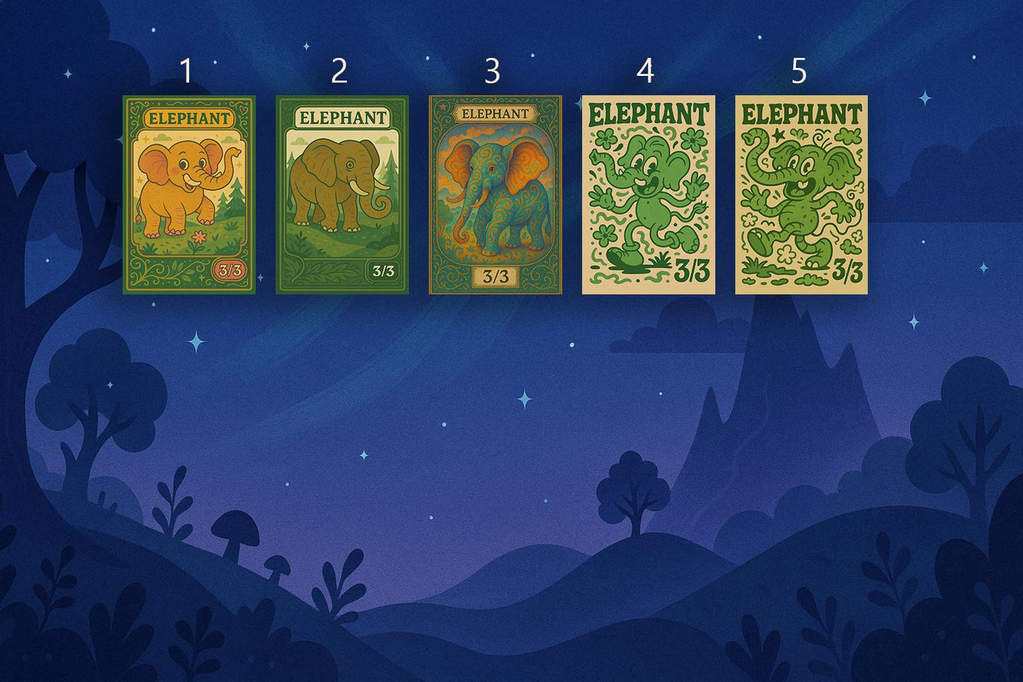 3 Custom Elephant Tokens | TCG Proxy | Foil/Non-Foil Options | Durable, High-Quality Print