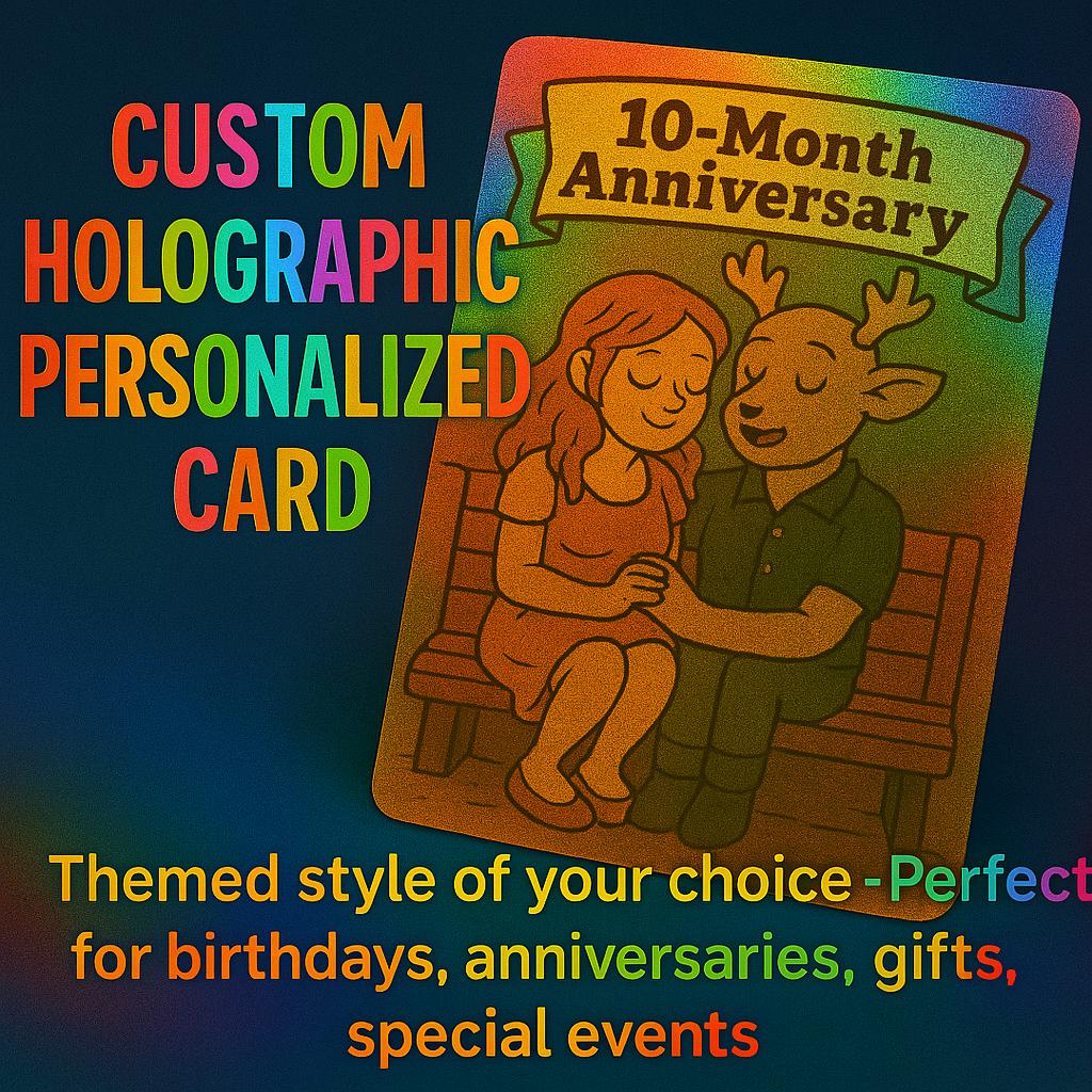 Custom Holographic Personalized Card – Anniversary, Birthday, Gift, or Event | MTG-Style Art Card