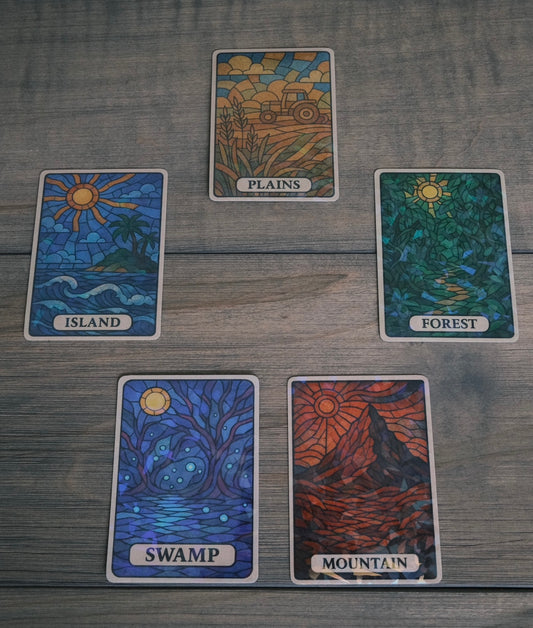 Set of 5 | Stained Glass Lands | TCG Proxy | Foil/Non-Foil Options | Durable, High-Quality Print