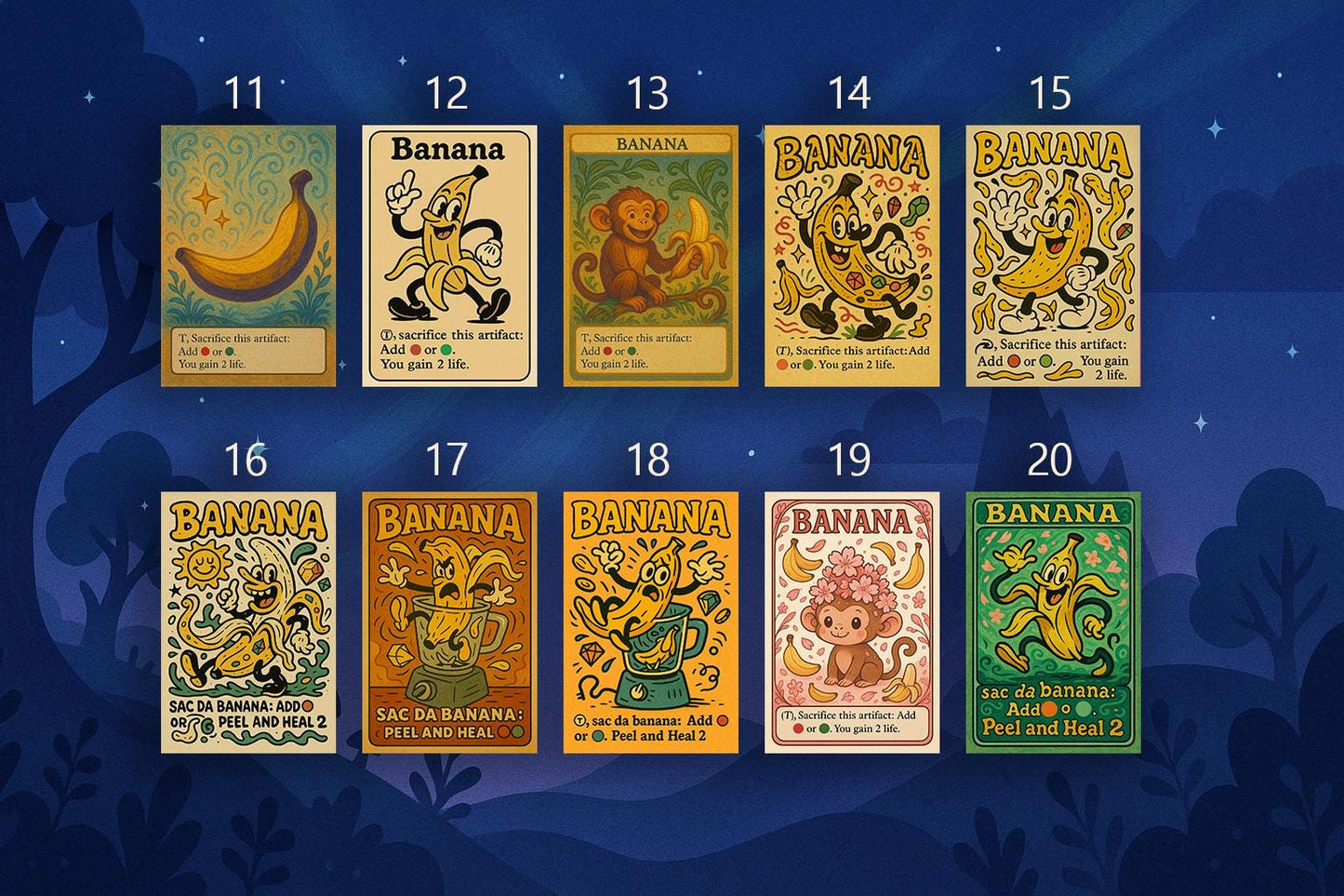 3 Custom Banana Tokens | TCG Proxy | Foil/Non-Foil Options | Durable, High-Quality Print