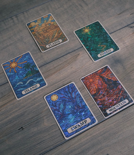 Set of 5 | Stained Glass Lands | TCG Proxy | Foil/Non-Foil Options | Durable, High-Quality Print
